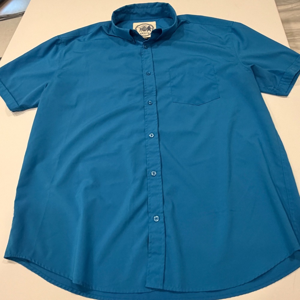 RSVLTS Kunuflex Short Sleeve Button Down Shirt Blue Mens 2XL Stretch Pocket
